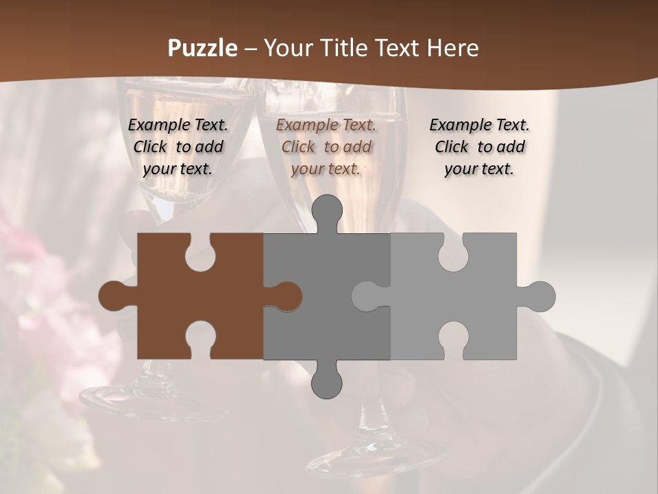 Glasses Of Champagne In A Hand Of The Groom And Bride PowerPoint Template