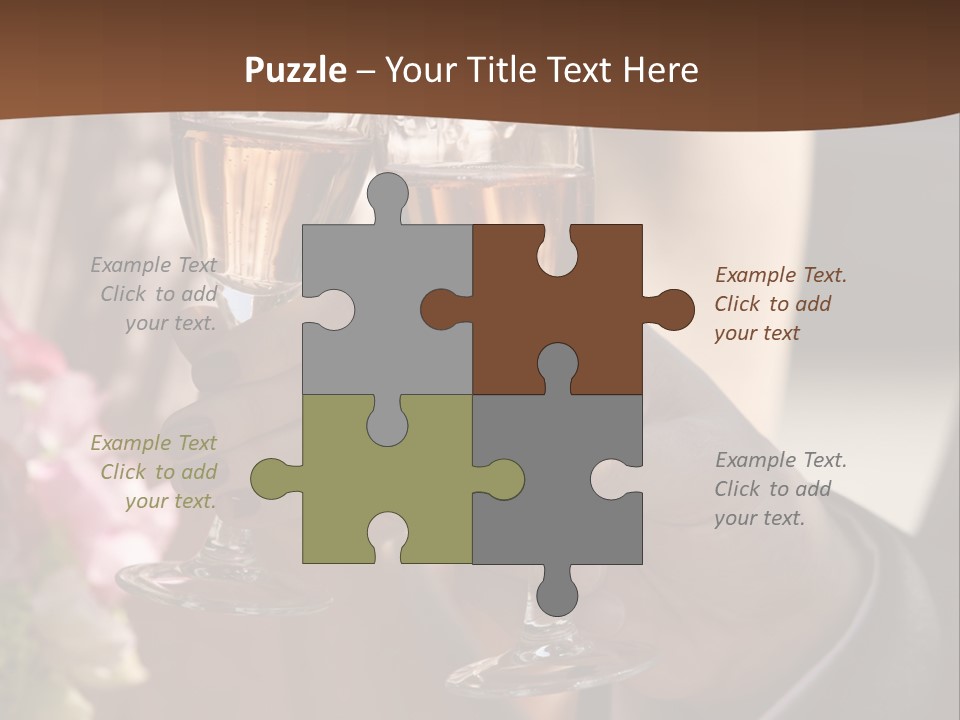 Glasses Of Champagne In A Hand Of The Groom And Bride PowerPoint Template