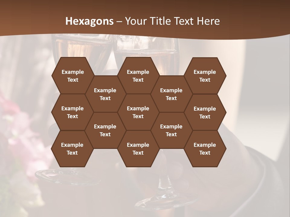 Glasses Of Champagne In A Hand Of The Groom And Bride PowerPoint Template