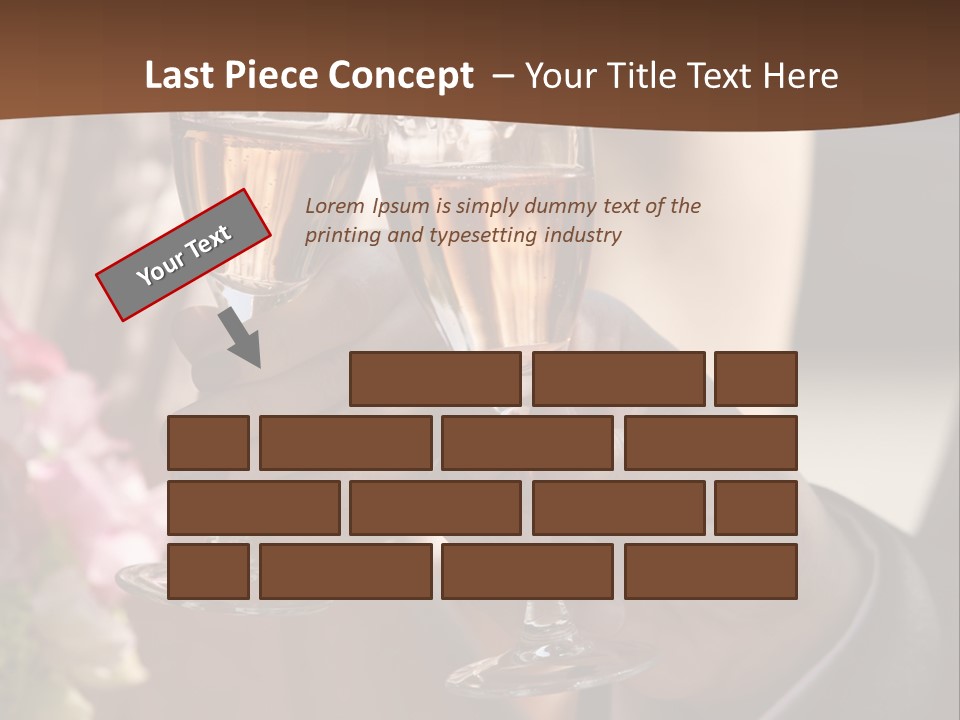 Glasses Of Champagne In A Hand Of The Groom And Bride PowerPoint Template