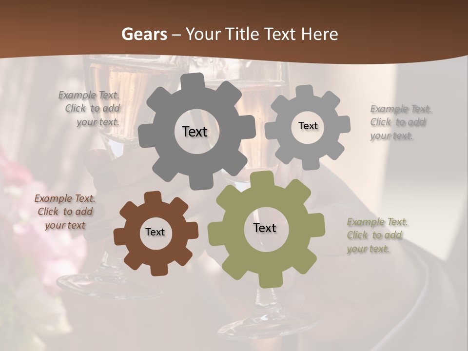 Glasses Of Champagne In A Hand Of The Groom And Bride PowerPoint Template