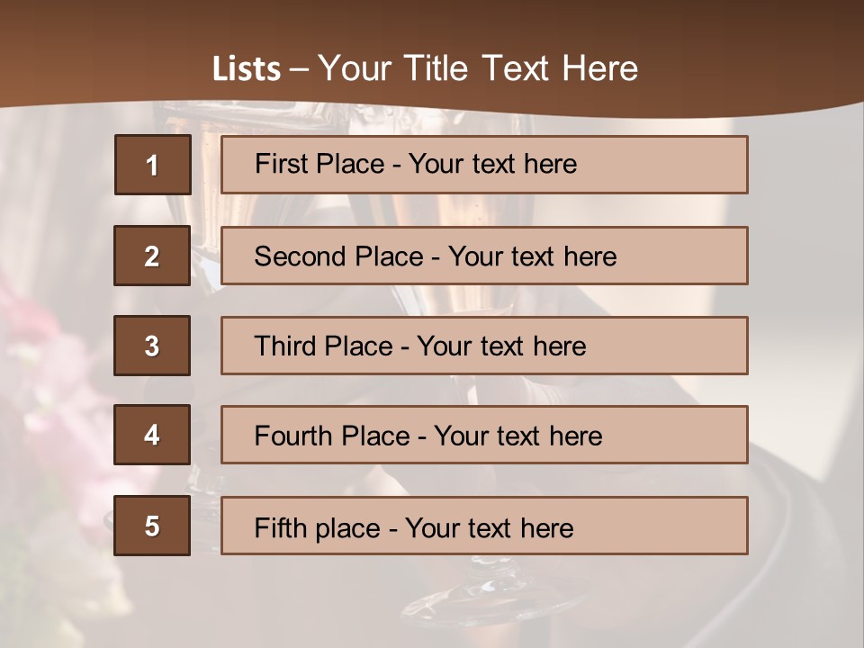 Glasses Of Champagne In A Hand Of The Groom And Bride PowerPoint Template