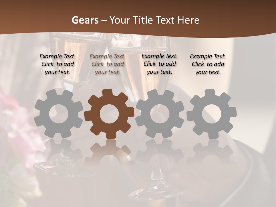 Glasses Of Champagne In A Hand Of The Groom And Bride PowerPoint Template