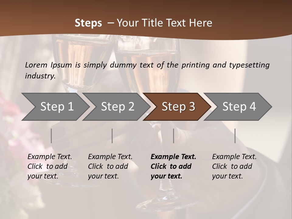 Glasses Of Champagne In A Hand Of The Groom And Bride PowerPoint Template