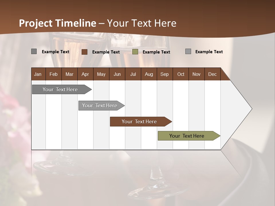 Glasses Of Champagne In A Hand Of The Groom And Bride PowerPoint Template