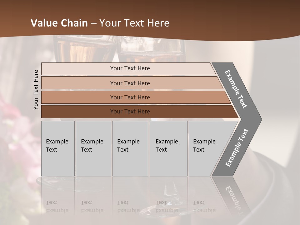 Glasses Of Champagne In A Hand Of The Groom And Bride PowerPoint Template