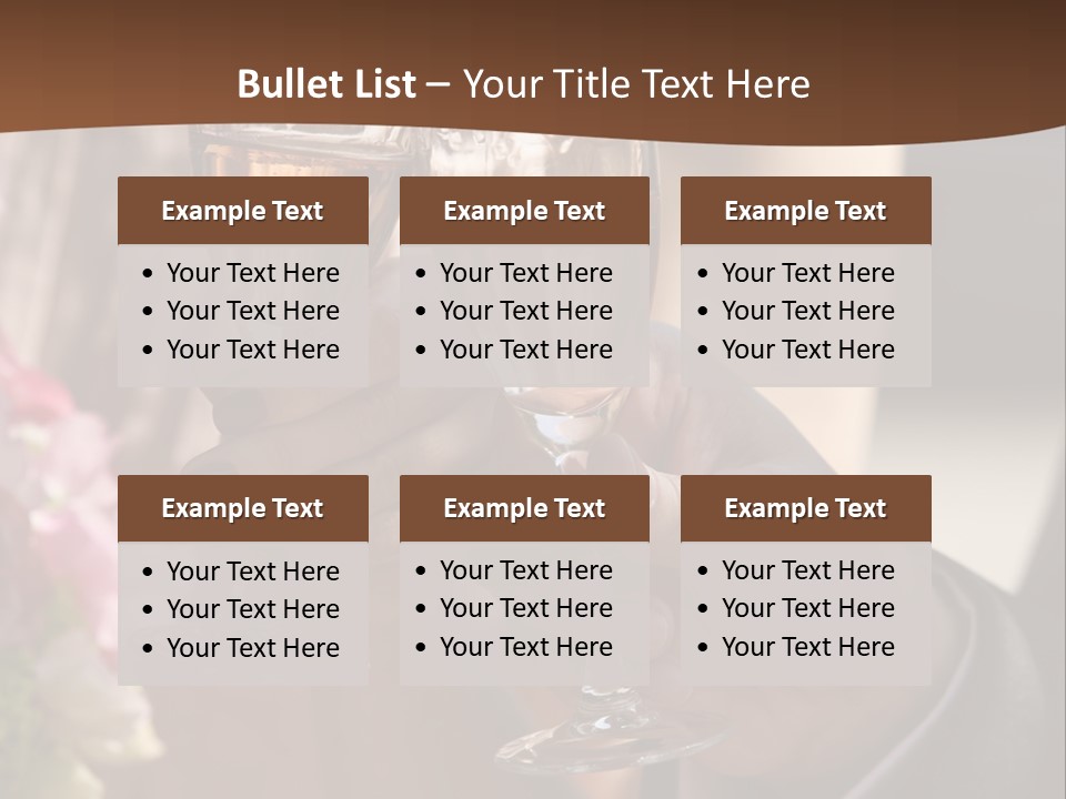 Glasses Of Champagne In A Hand Of The Groom And Bride PowerPoint Template