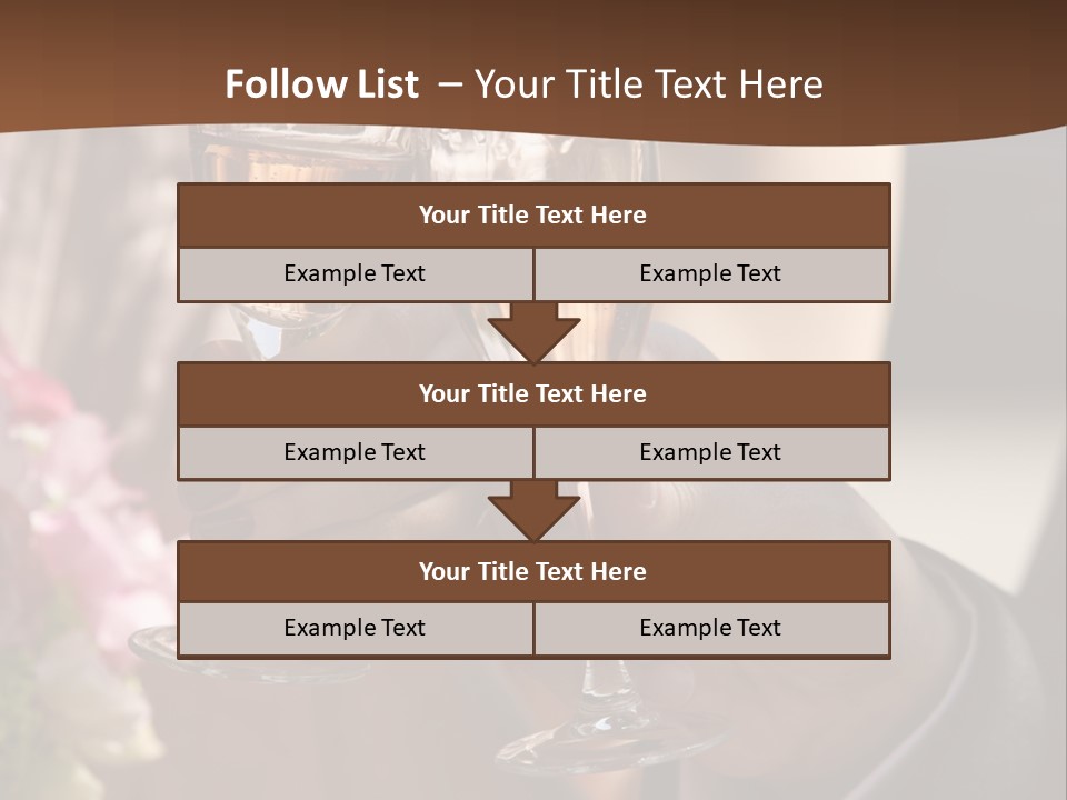 Glasses Of Champagne In A Hand Of The Groom And Bride PowerPoint Template