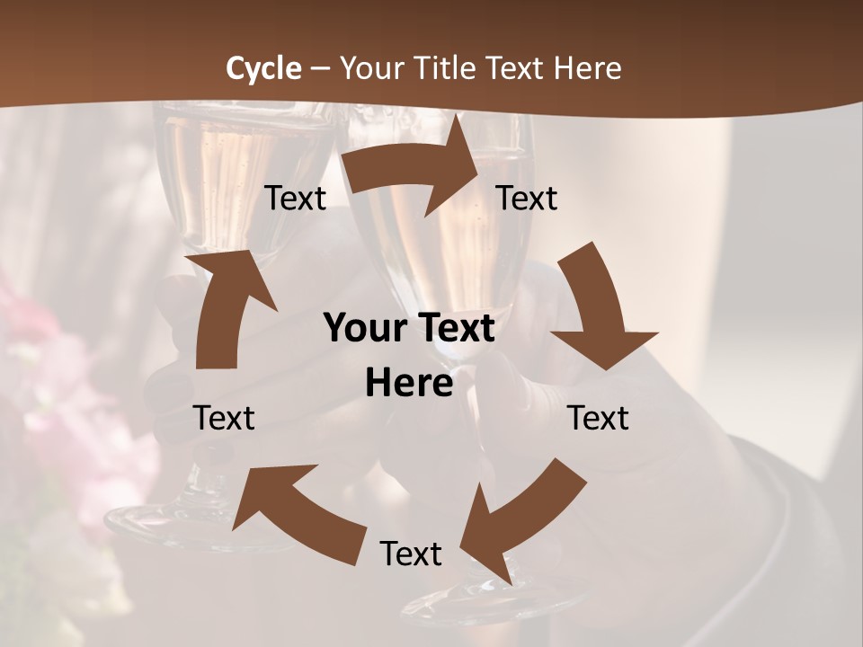 Glasses Of Champagne In A Hand Of The Groom And Bride PowerPoint Template