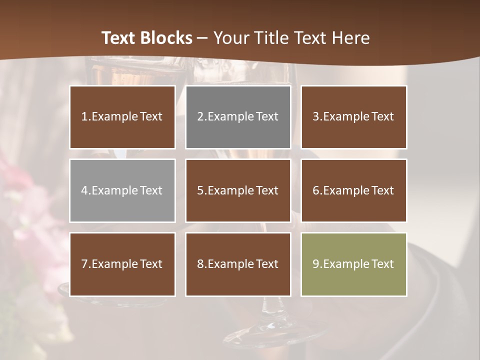 Glasses Of Champagne In A Hand Of The Groom And Bride PowerPoint Template