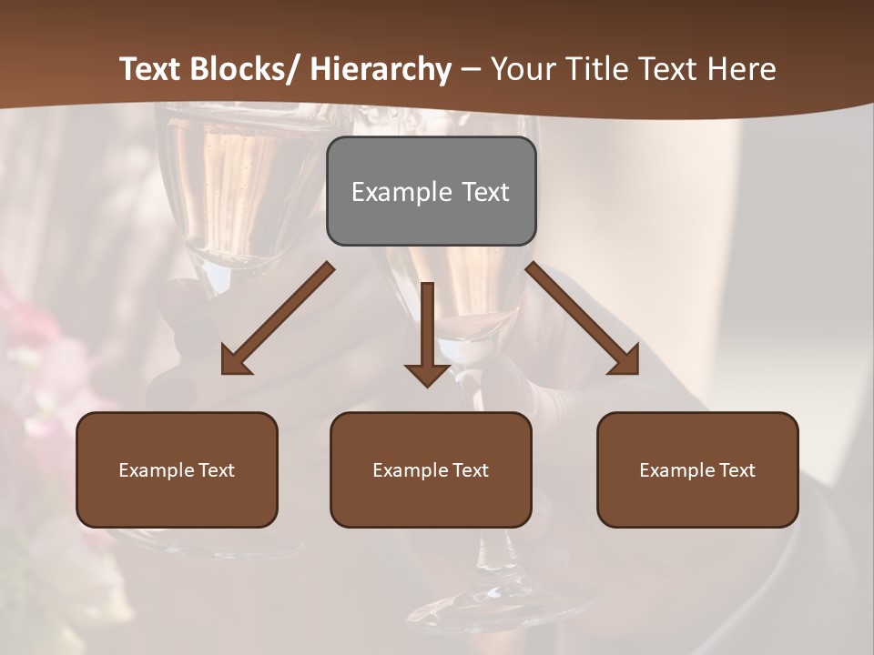 Glasses Of Champagne In A Hand Of The Groom And Bride PowerPoint Template