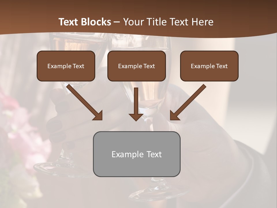 Glasses Of Champagne In A Hand Of The Groom And Bride PowerPoint Template