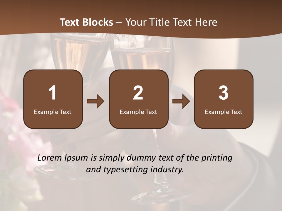 Glasses Of Champagne In A Hand Of The Groom And Bride PowerPoint Template