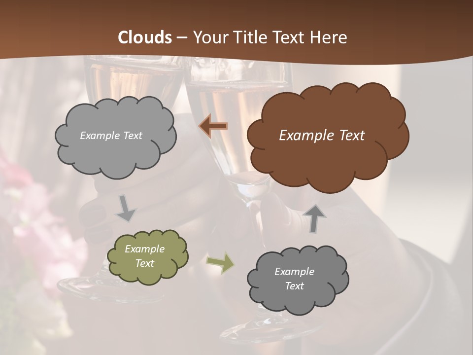 Glasses Of Champagne In A Hand Of The Groom And Bride PowerPoint Template