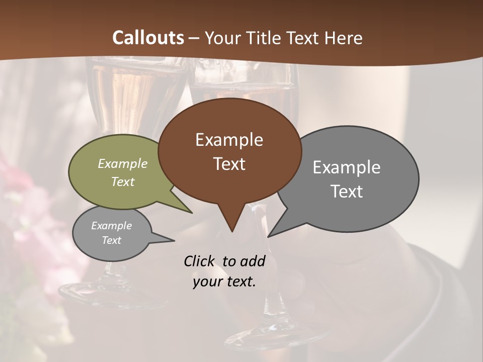 Glasses Of Champagne In A Hand Of The Groom And Bride PowerPoint Template