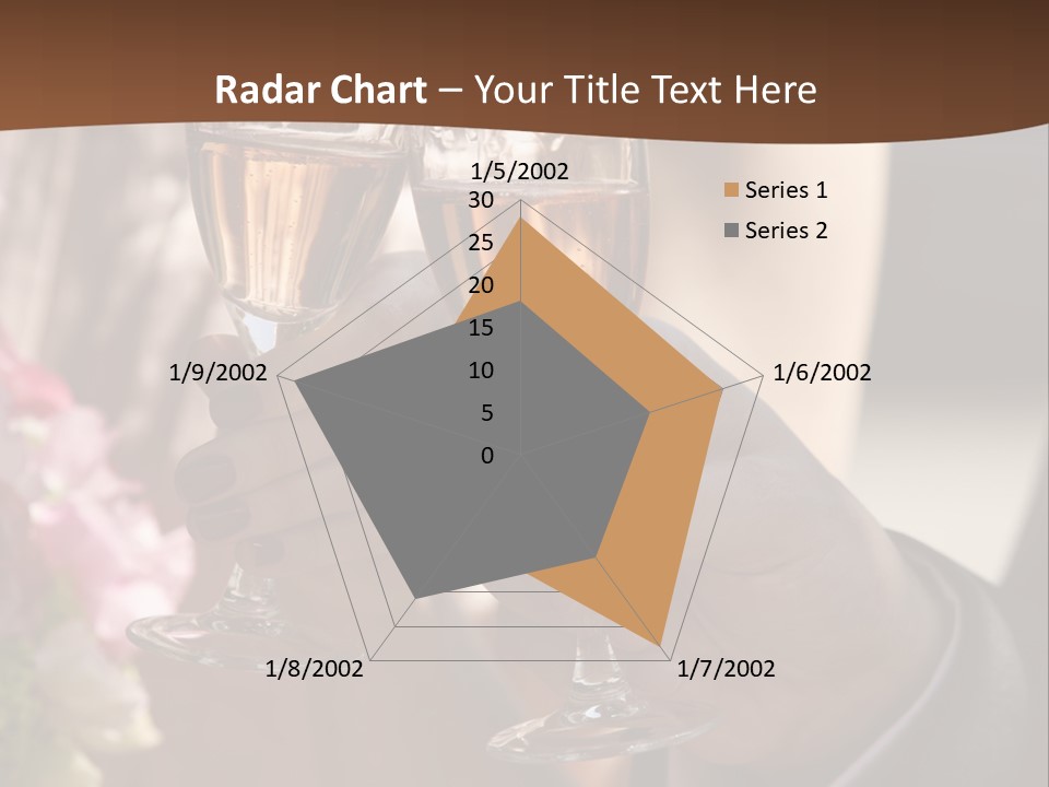 Glasses Of Champagne In A Hand Of The Groom And Bride PowerPoint Template