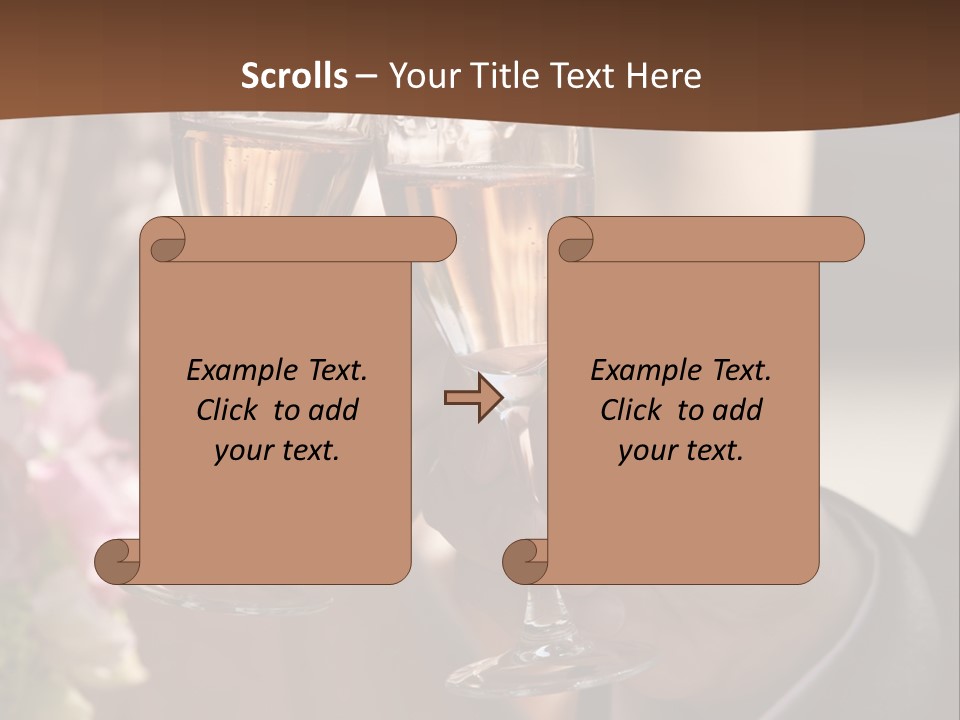 Glasses Of Champagne In A Hand Of The Groom And Bride PowerPoint Template