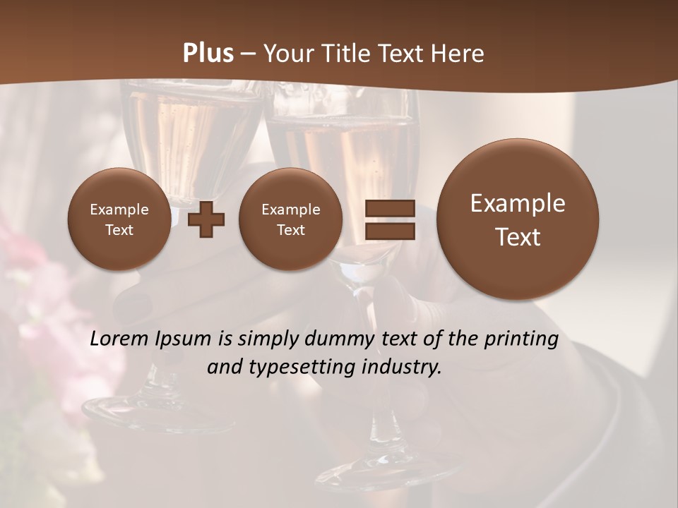 Glasses Of Champagne In A Hand Of The Groom And Bride PowerPoint Template