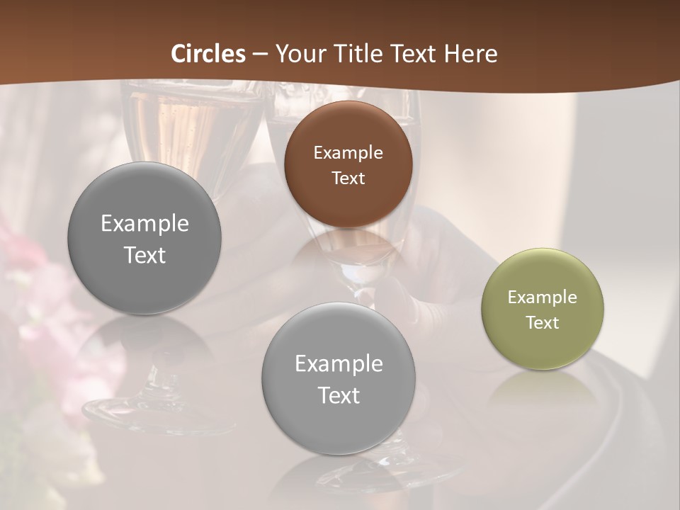 Glasses Of Champagne In A Hand Of The Groom And Bride PowerPoint Template