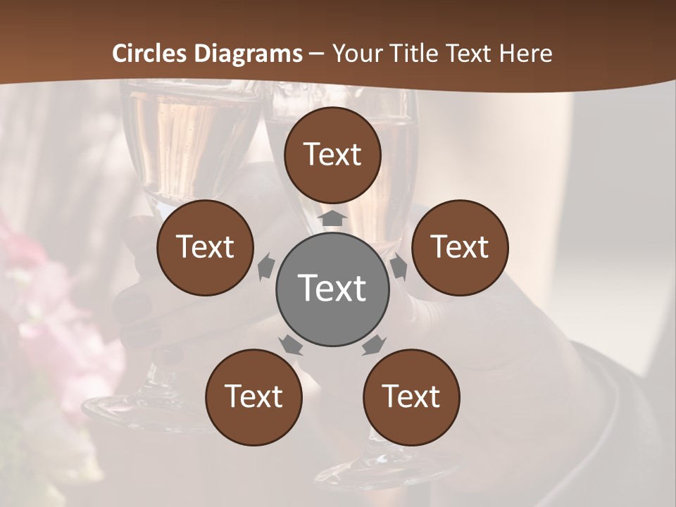 Glasses Of Champagne In A Hand Of The Groom And Bride PowerPoint Template