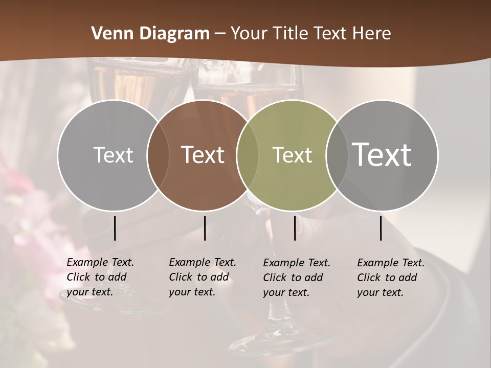 Glasses Of Champagne In A Hand Of The Groom And Bride PowerPoint Template