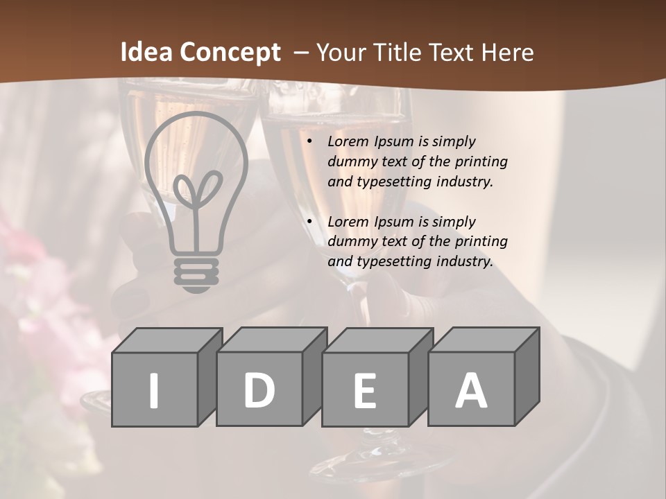 Glasses Of Champagne In A Hand Of The Groom And Bride PowerPoint Template