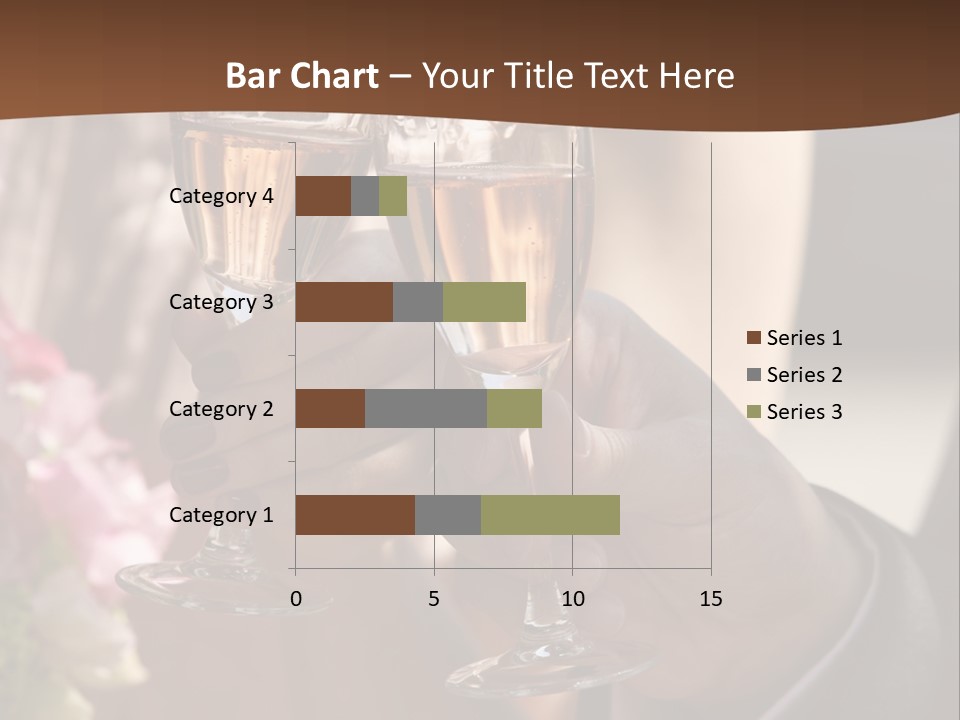 Glasses Of Champagne In A Hand Of The Groom And Bride PowerPoint Template