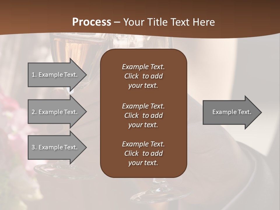 Glasses Of Champagne In A Hand Of The Groom And Bride PowerPoint Template