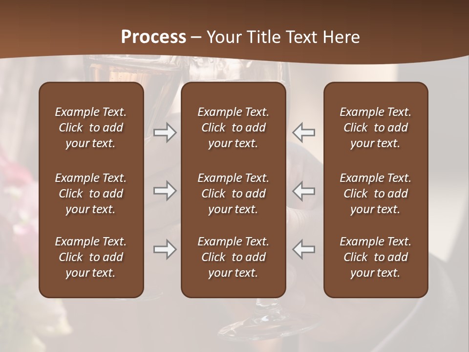 Glasses Of Champagne In A Hand Of The Groom And Bride PowerPoint Template