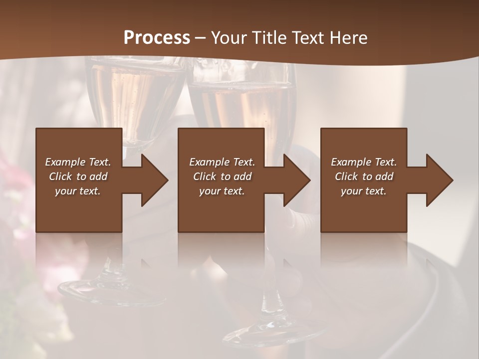 Glasses Of Champagne In A Hand Of The Groom And Bride PowerPoint Template