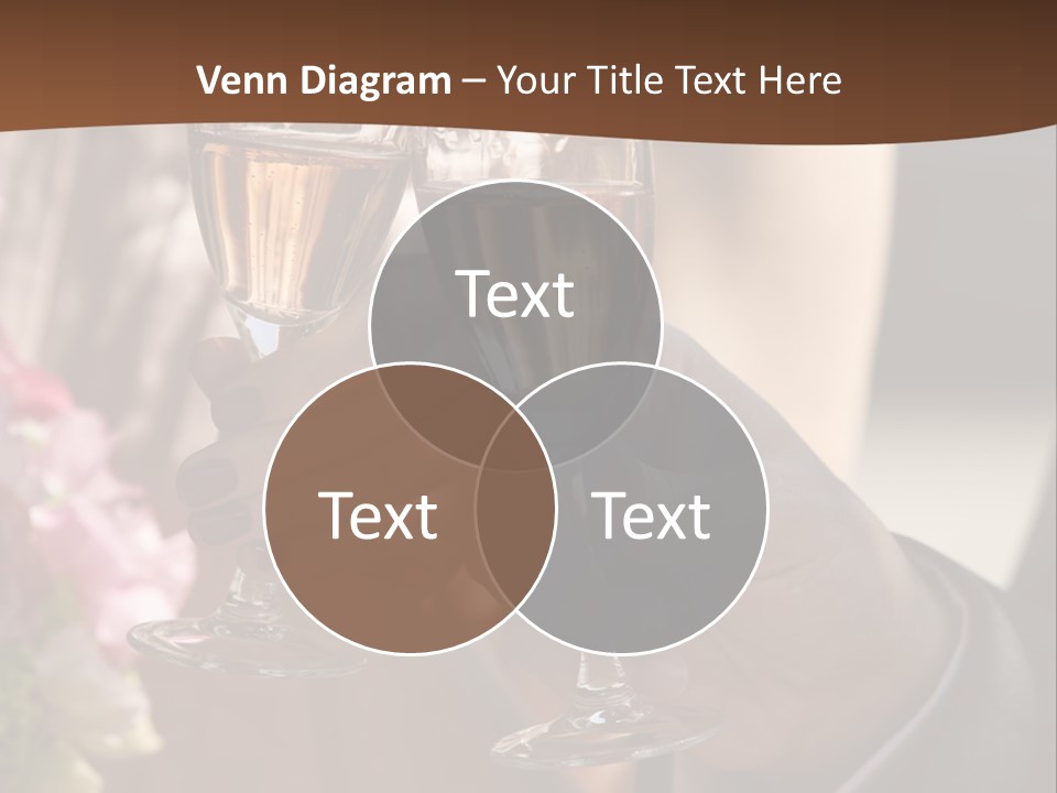 Glasses Of Champagne In A Hand Of The Groom And Bride PowerPoint Template