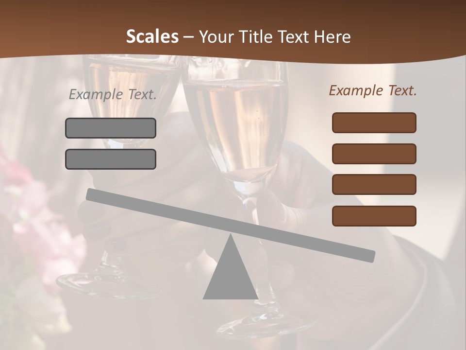 Glasses Of Champagne In A Hand Of The Groom And Bride PowerPoint Template