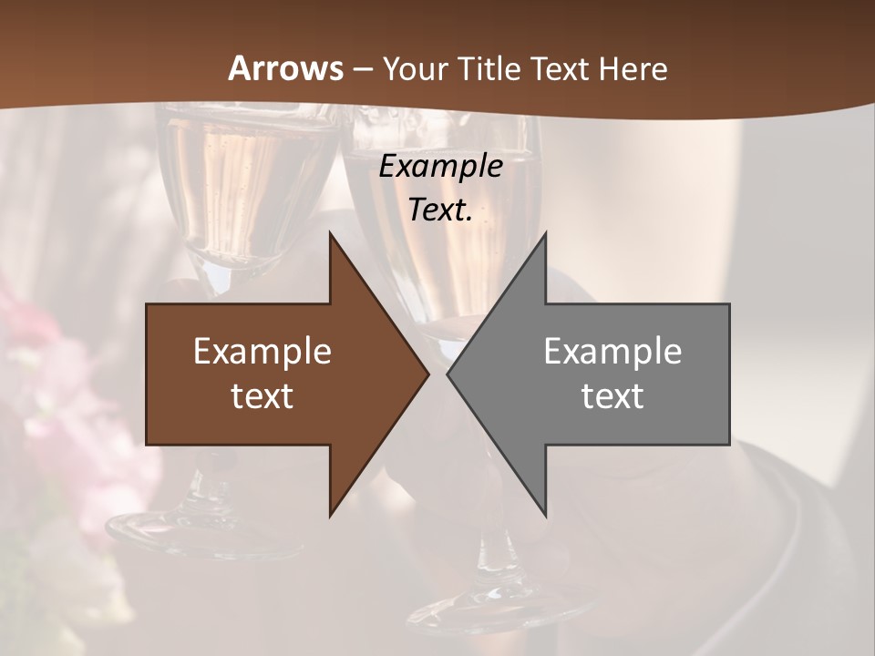 Glasses Of Champagne In A Hand Of The Groom And Bride PowerPoint Template