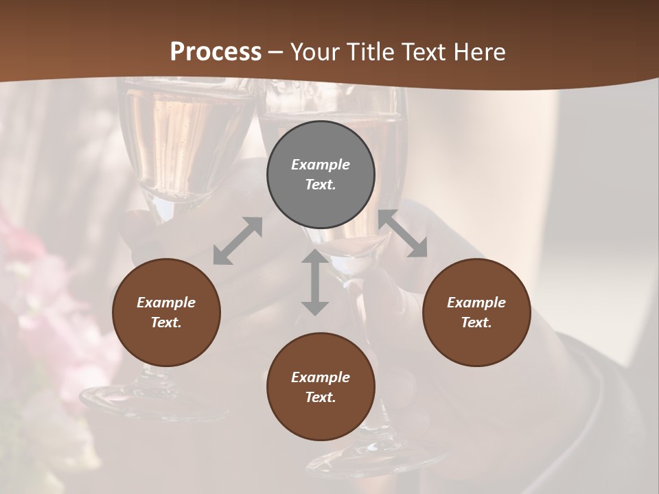 Glasses Of Champagne In A Hand Of The Groom And Bride PowerPoint Template