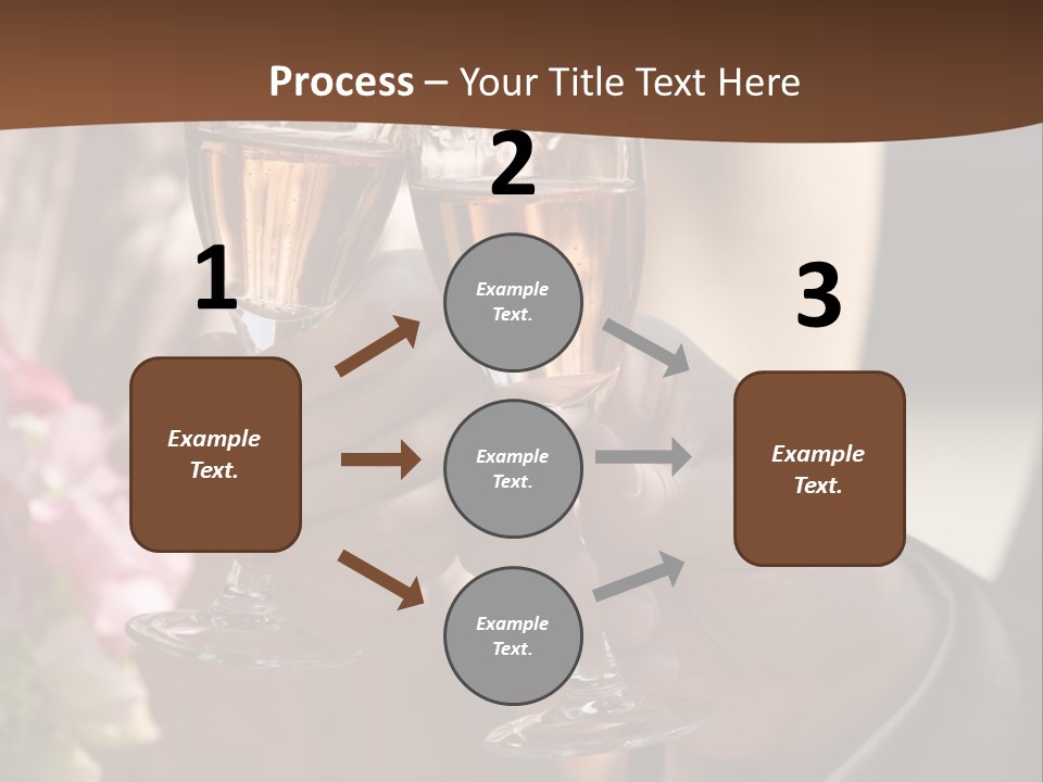 Glasses Of Champagne In A Hand Of The Groom And Bride PowerPoint Template