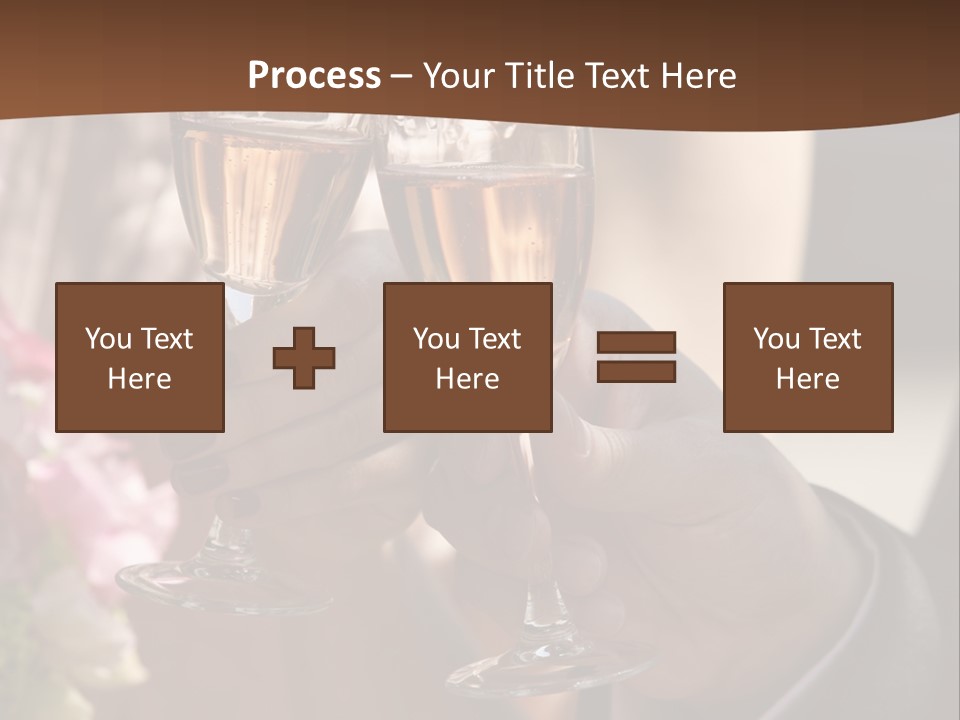 Glasses Of Champagne In A Hand Of The Groom And Bride PowerPoint Template