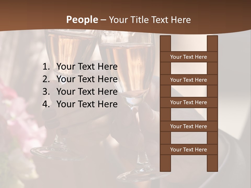 Glasses Of Champagne In A Hand Of The Groom And Bride PowerPoint Template