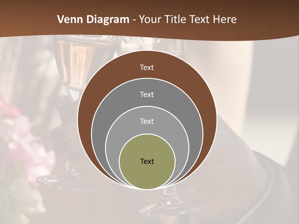 Glasses Of Champagne In A Hand Of The Groom And Bride PowerPoint Template