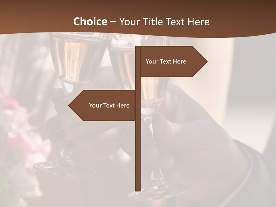 Glasses Of Champagne In A Hand Of The Groom And Bride PowerPoint Template