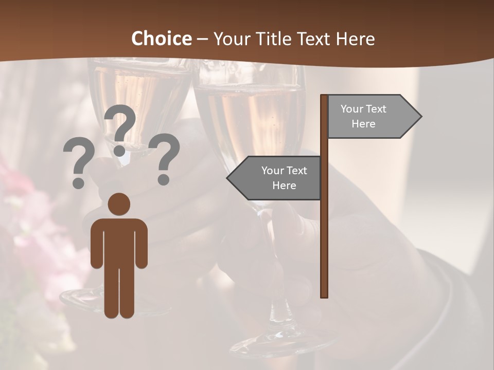 Glasses Of Champagne In A Hand Of The Groom And Bride PowerPoint Template