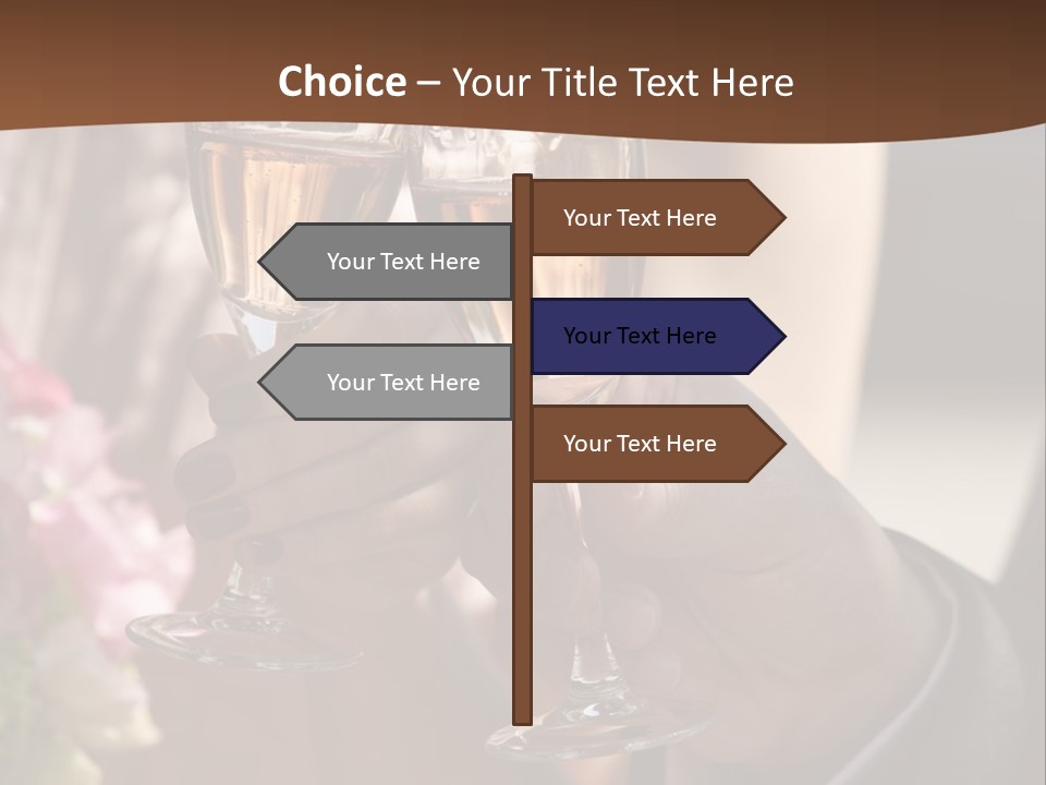 Glasses Of Champagne In A Hand Of The Groom And Bride PowerPoint Template