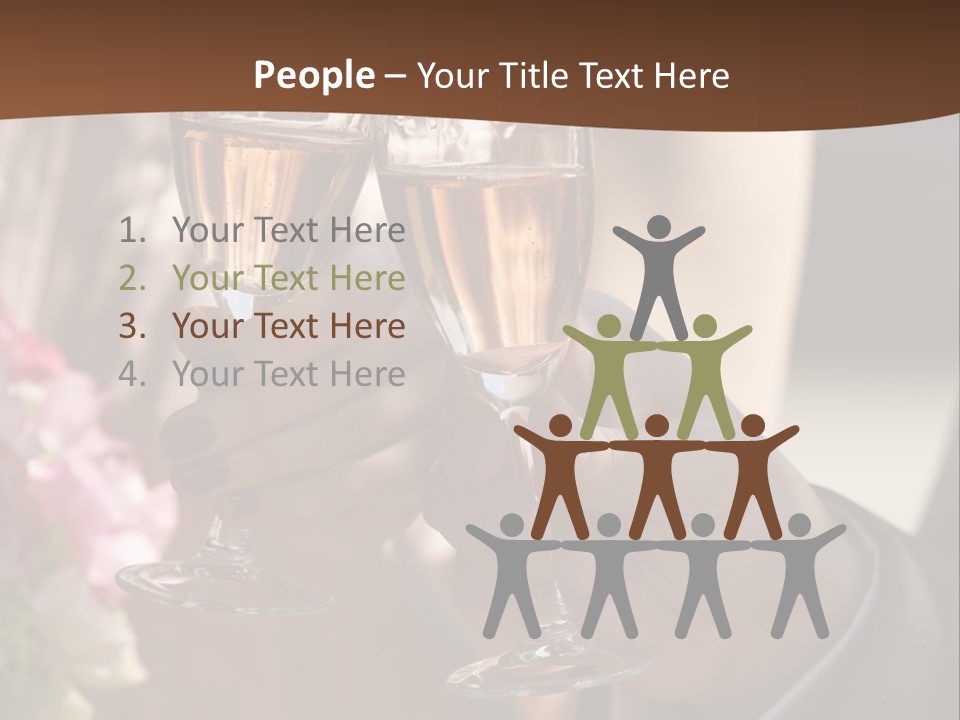 Glasses Of Champagne In A Hand Of The Groom And Bride PowerPoint Template