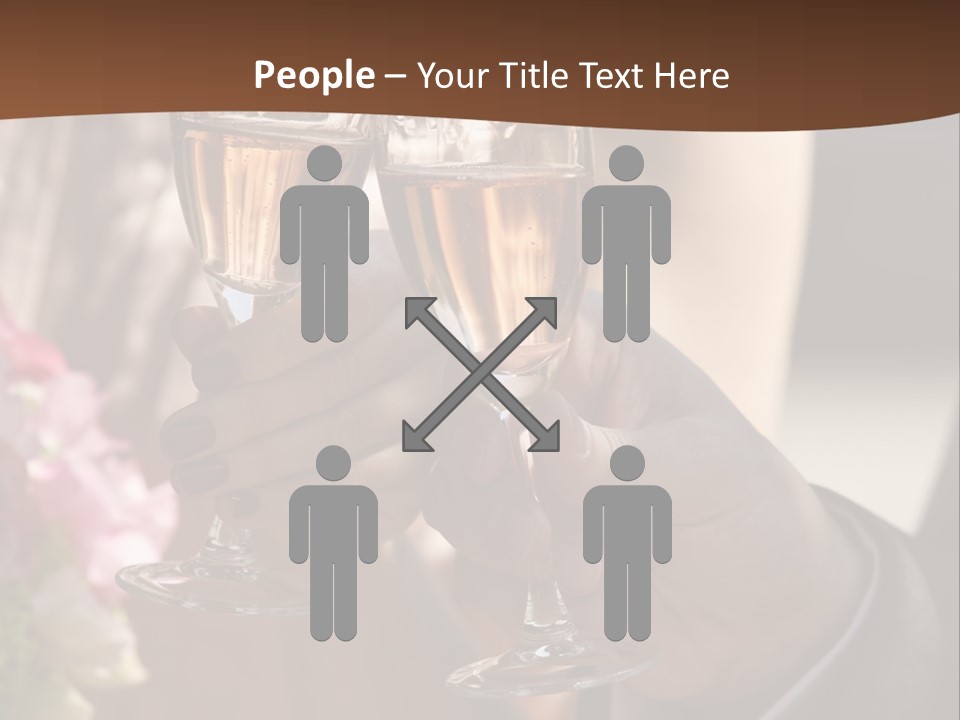 Glasses Of Champagne In A Hand Of The Groom And Bride PowerPoint Template