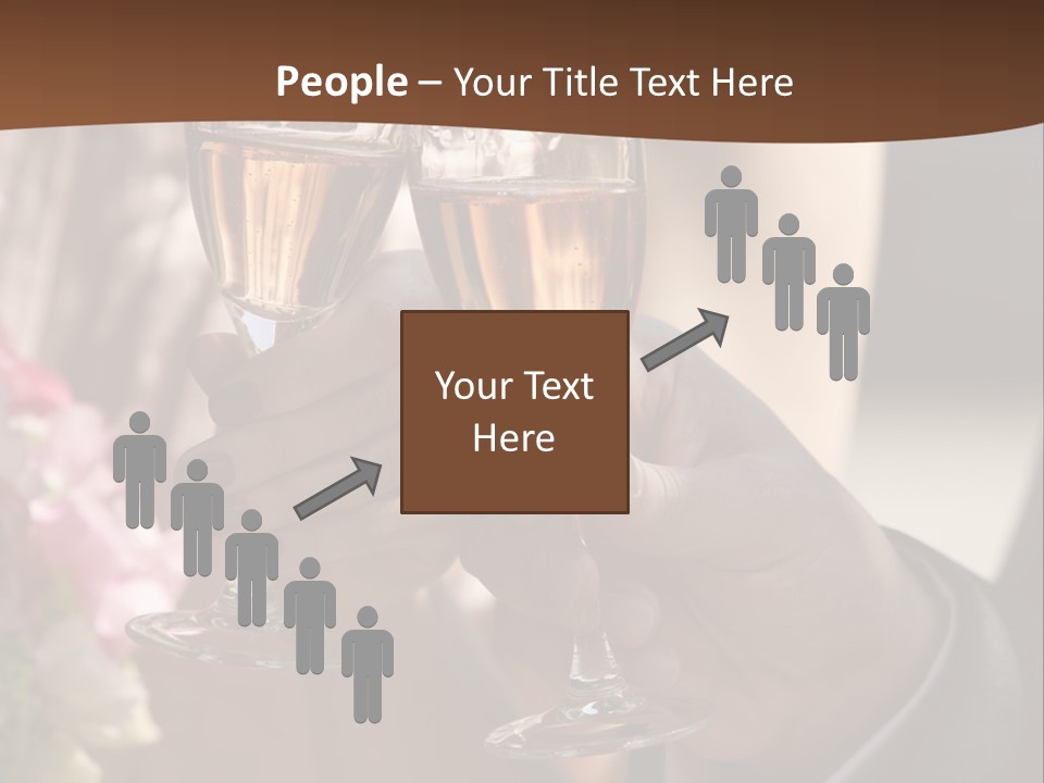 Glasses Of Champagne In A Hand Of The Groom And Bride PowerPoint Template