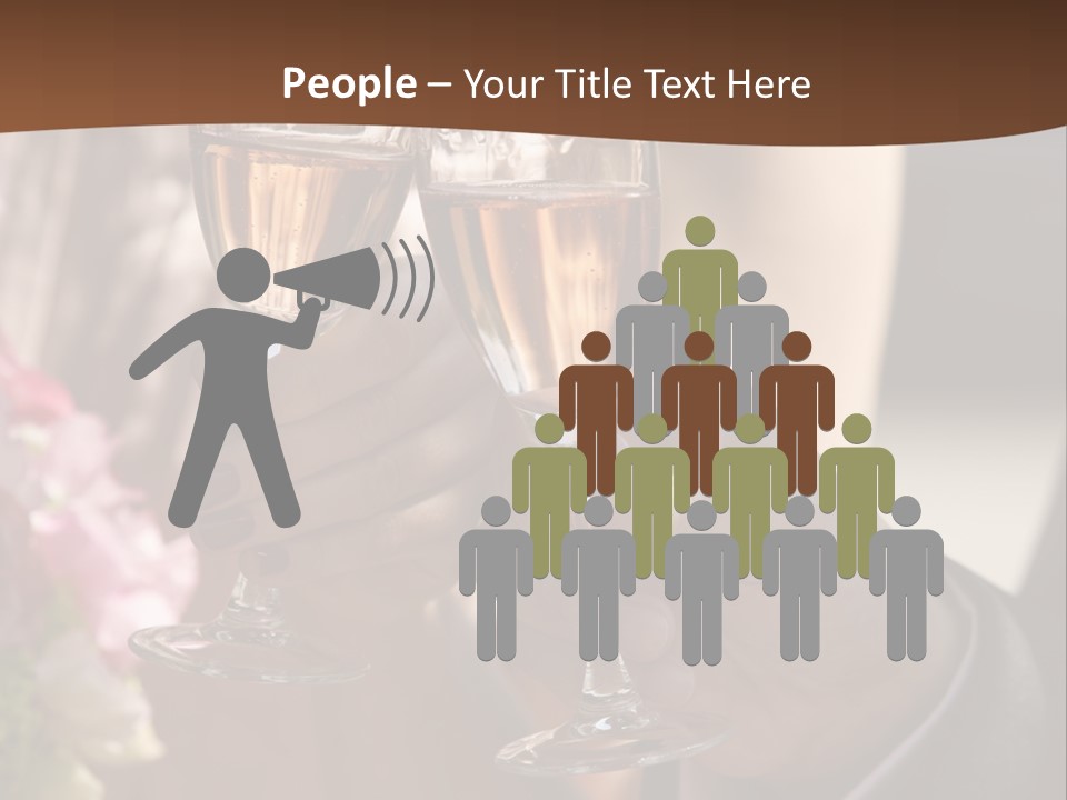 Glasses Of Champagne In A Hand Of The Groom And Bride PowerPoint Template