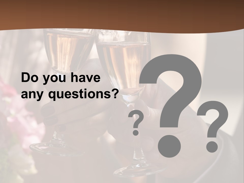 Glasses Of Champagne In A Hand Of The Groom And Bride PowerPoint Template