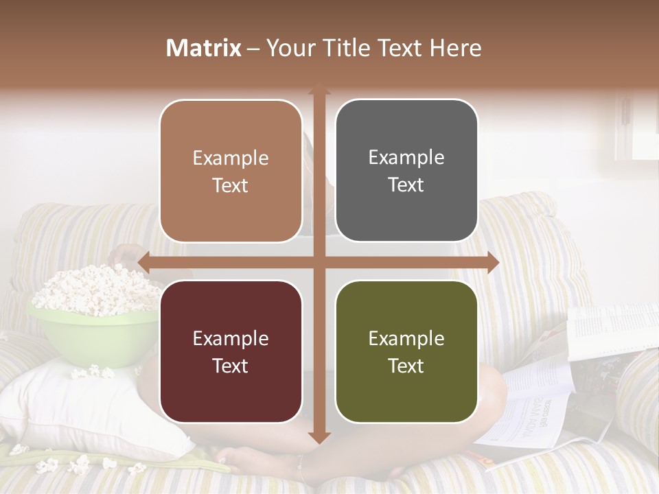 Girl Of Generation Y Doing Many Things At The Same Time (Calling, Watching Tv, Surfing The Web And Eating Popcorn) PowerPoint Template