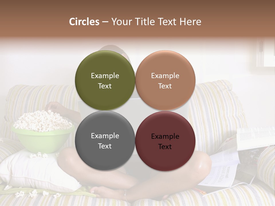 Girl Of Generation Y Doing Many Things At The Same Time (Calling, Watching Tv, Surfing The Web And Eating Popcorn) PowerPoint Template