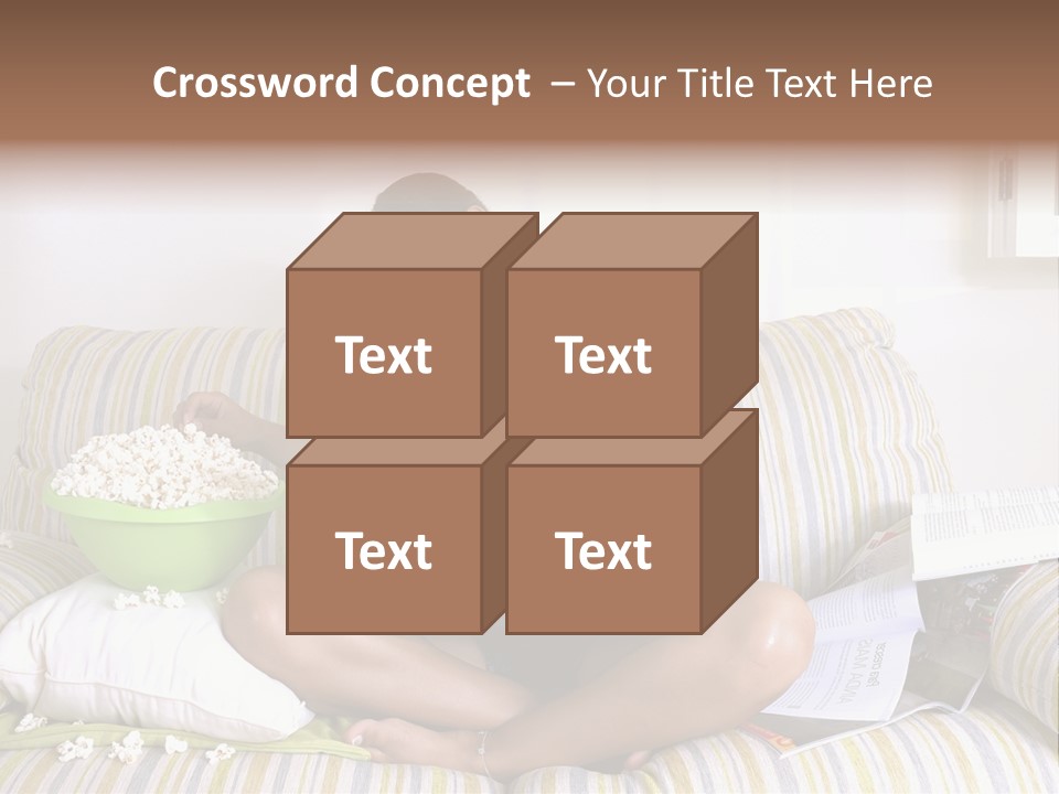 Girl Of Generation Y Doing Many Things At The Same Time (Calling, Watching Tv, Surfing The Web And Eating Popcorn) PowerPoint Template