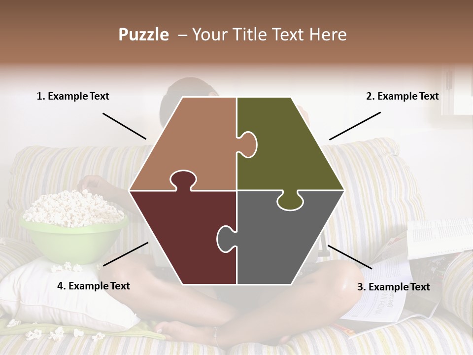 Girl Of Generation Y Doing Many Things At The Same Time (Calling, Watching Tv, Surfing The Web And Eating Popcorn) PowerPoint Template